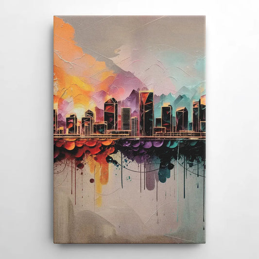 Denver Artistic Skyline - Canvas Wall Art