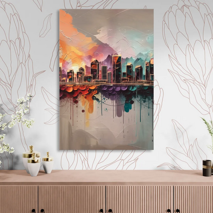 Denver Artistic Skyline Living Room - Canvas Wall Art