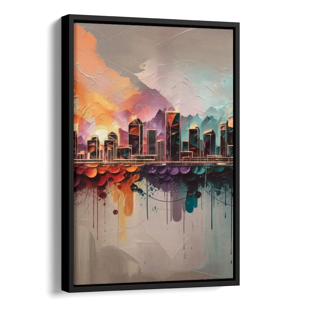 Denver Artistic Skyline Side - Black Canvas Wall Art