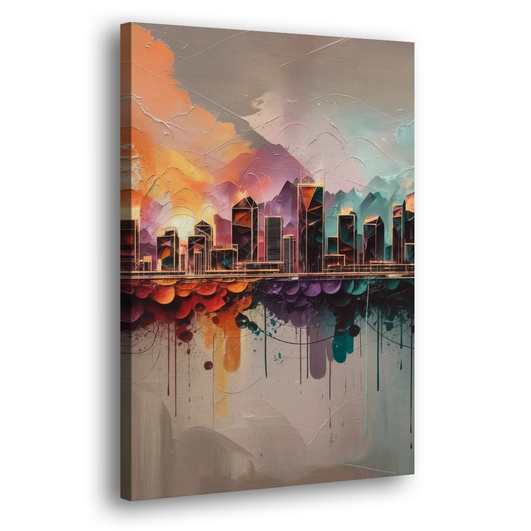 Denver Artistic Skyline Side - Canvas Wall Art