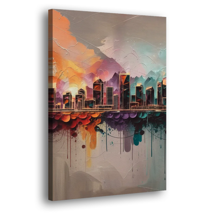 Denver Artistic Skyline Side - Canvas Wall Art