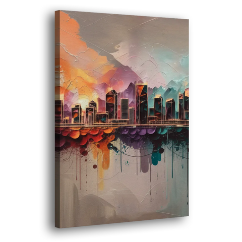 Denver Artistic Skyline - Canvas Wall Art