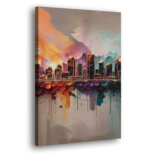 Denver Artistic Skyline Side - Canvas Wall Art