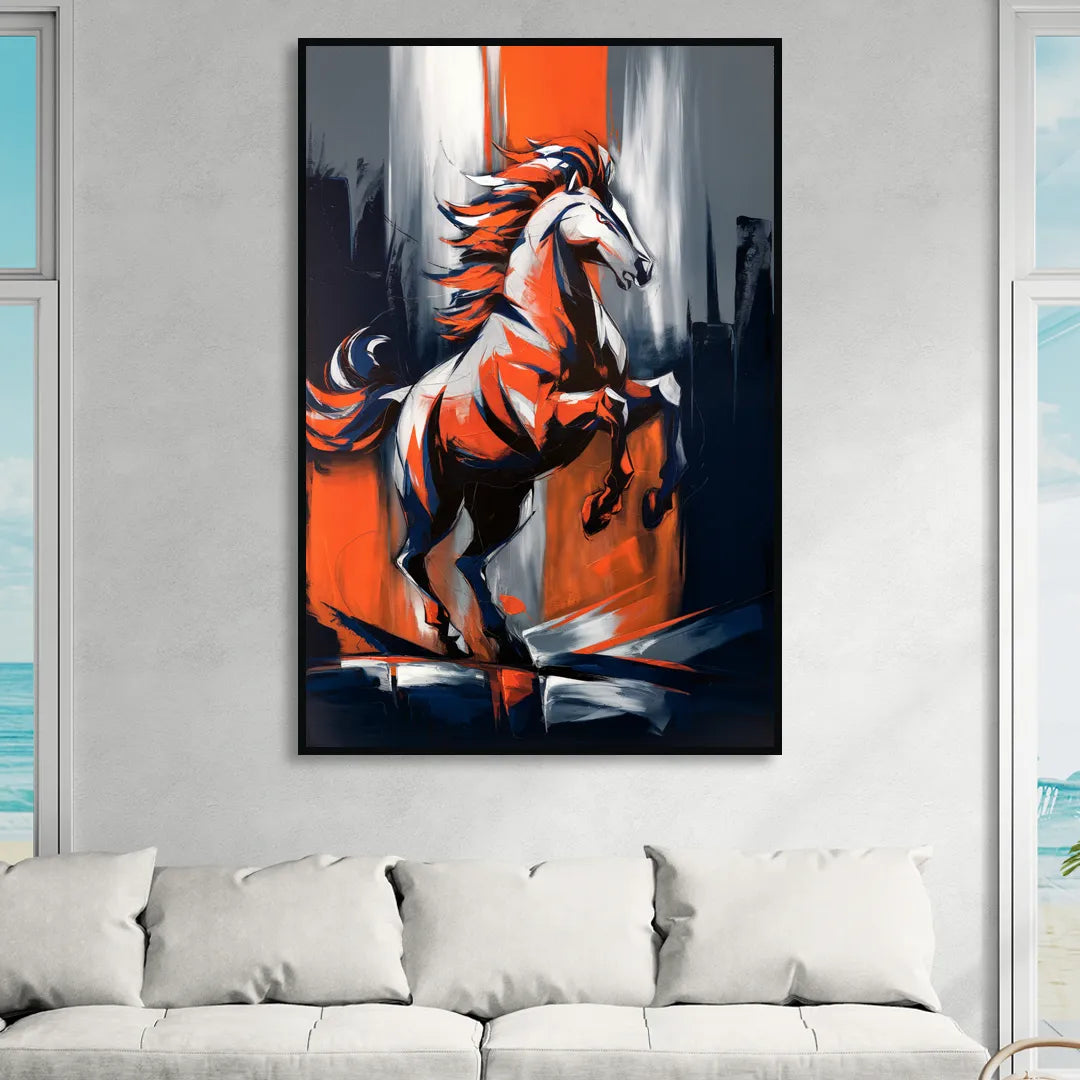 Denver Broncos Legacy Sitting Room - Black Canvas Wall Art