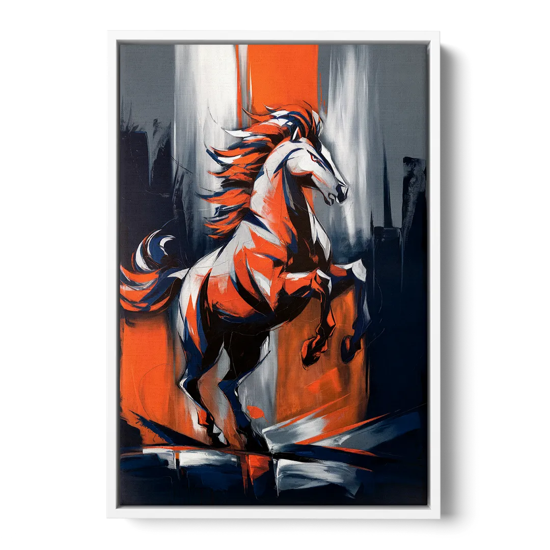 Denver Broncos Legacy Front - White Canvas Wall Art