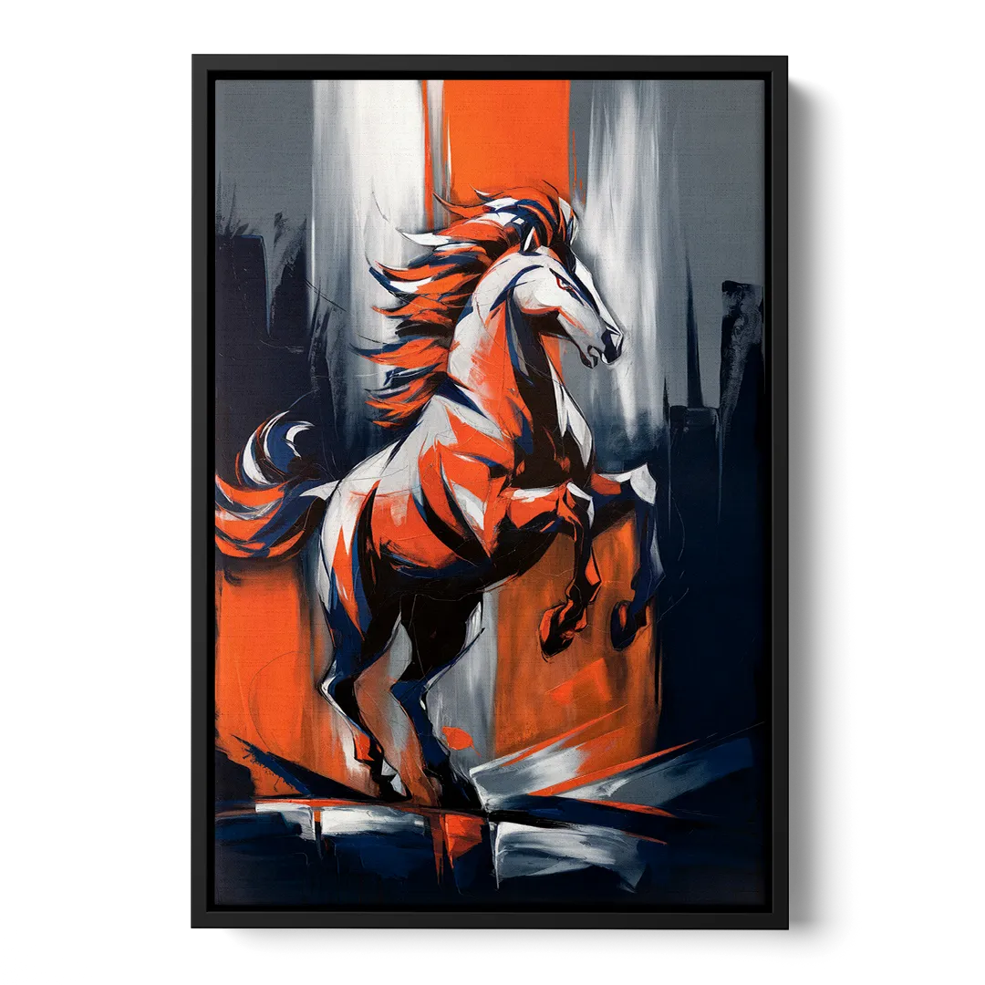 Denver Broncos Legacy Front - Black Canvas Wall Art