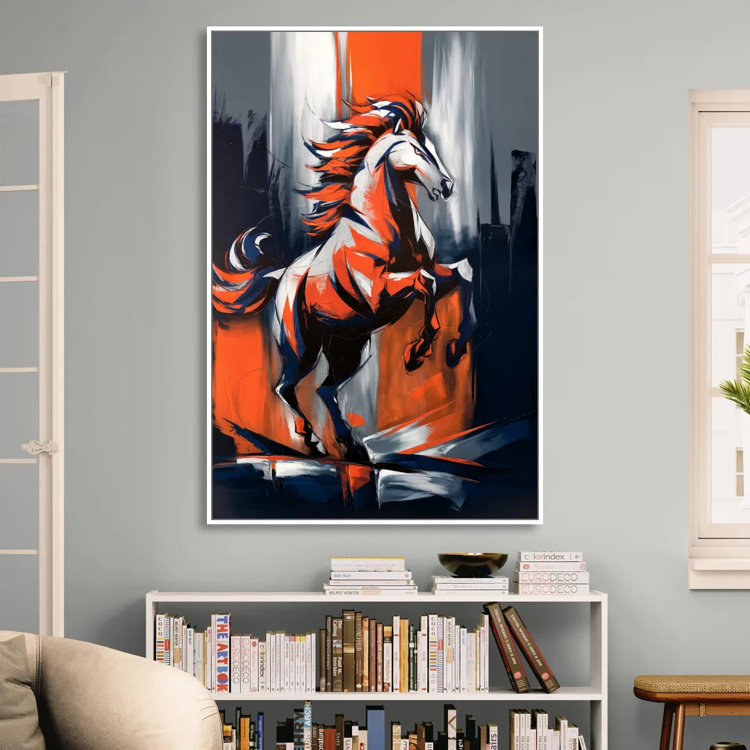 Denver Broncos Legacy Living Room - White Canvas Wall Art