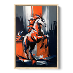 Denver Broncos Legacy - Oak Framed Canvas Wall Art - Front
