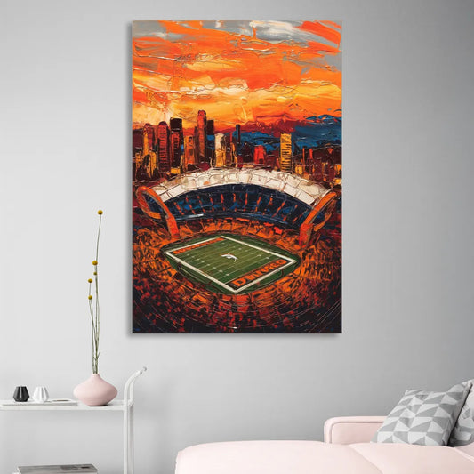 Denver Broncos Stadium Living Room - Canvas Wall Art