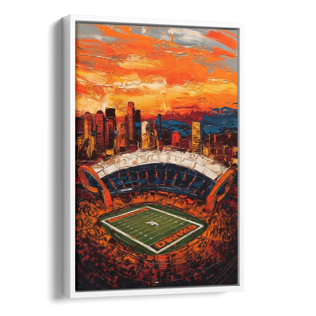 Denver Broncos Stadium Side - White Canvas Wall Art