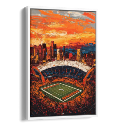 Denver Broncos Stadium Side - White Canvas Wall Art