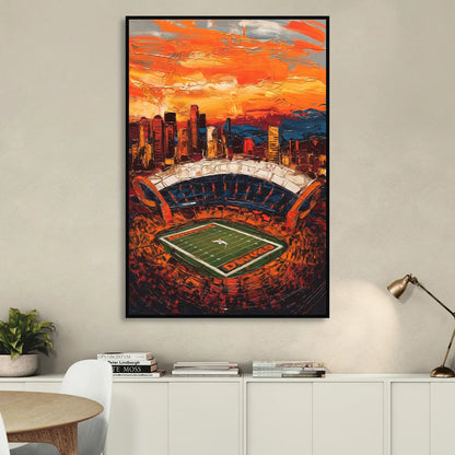 Denver Broncos Stadium Sitting Room - Black Canvas Wall Art