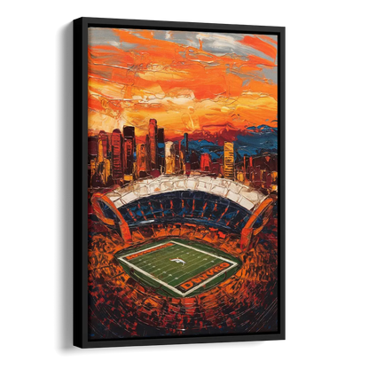Denver Broncos Stadium Side - Black Canvas Wall Art