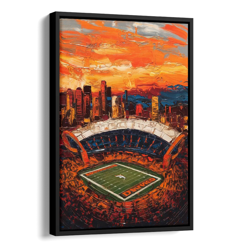Denver Broncos Stadium Side - Black Canvas Wall Art