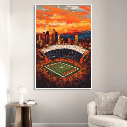 Denver Broncos Stadium Sitting Room - White Canvas Wall Art
