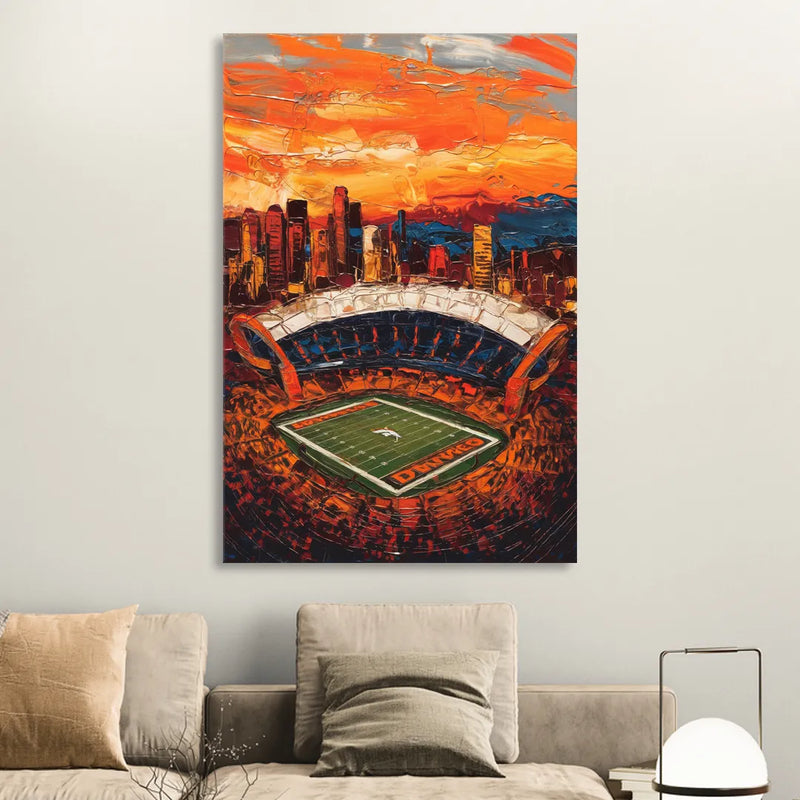 Denver Broncos Stadium Sitting Room - Canvas Wall Art