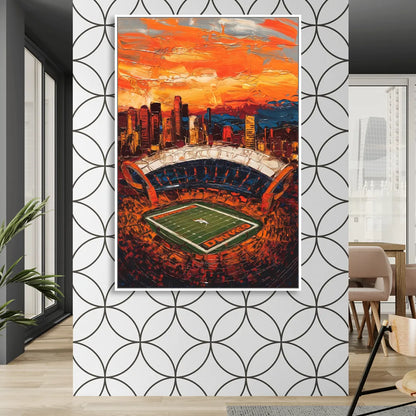 Denver Broncos Stadium Living Room - White Canvas Wall Art