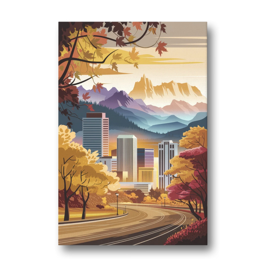 Denver Cityscape in Autumn - Canvas Wall Art - Front