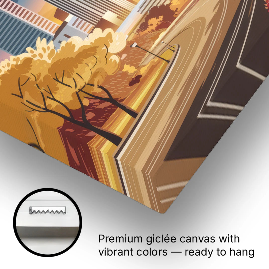 Denver Cityscape in Autumn - Canvas Wall Art - Gallery Wrap Corner
