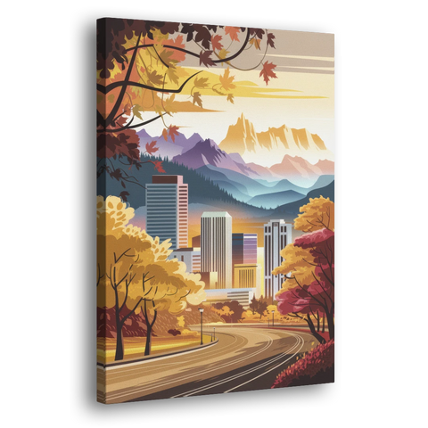 Denver Cityscape in Autumn - Canvas Wall Art - Side