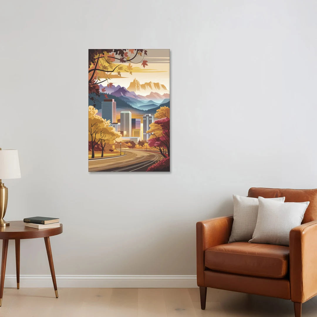 Denver Cityscape in Autumn - Canvas Wall Art - Sofa - 24x36