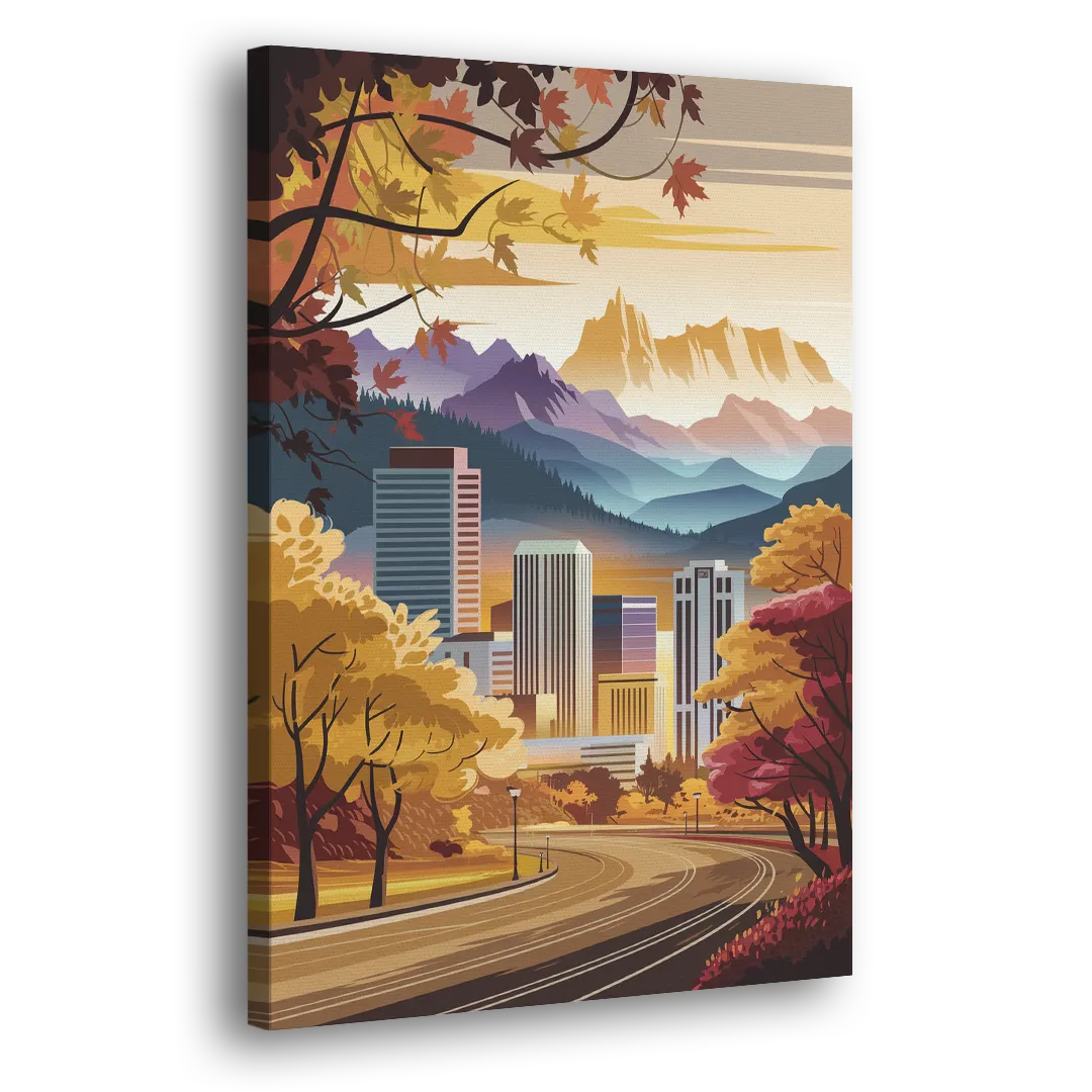 Denver Cityscape in Autumn Side - Canvas Wall Art