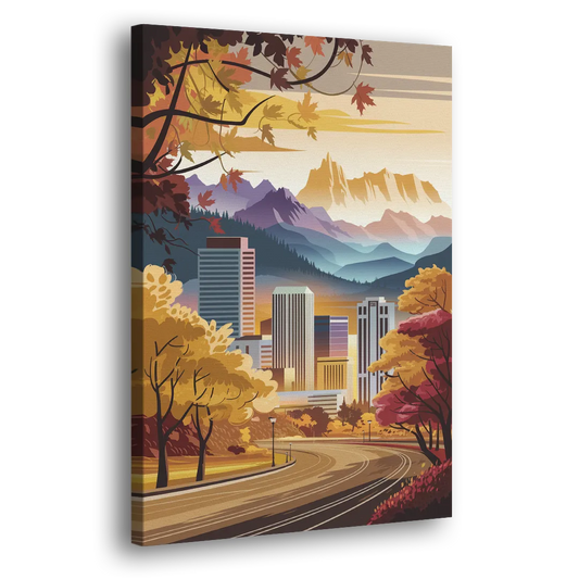 Denver Cityscape in Autumn Side - Canvas Wall Art