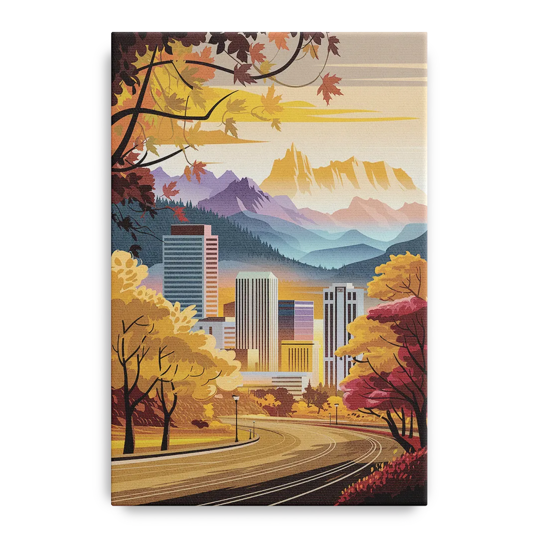 Denver Cityscape in Autumn Front - Canvas Wall Art