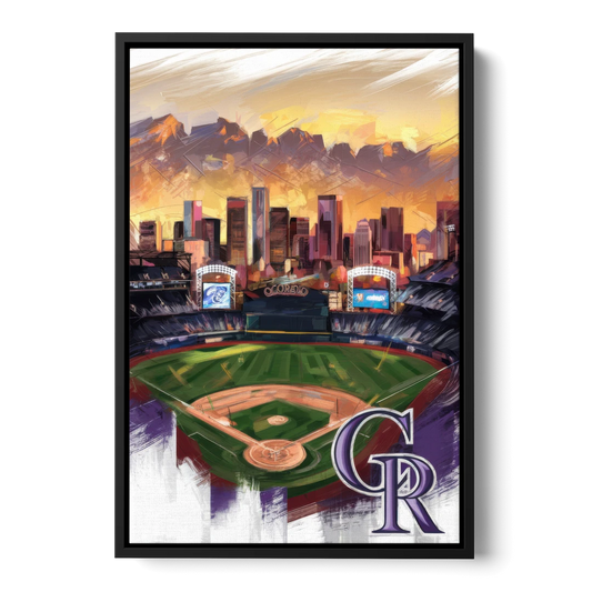 Denver Colorado Rockies - Black Framed Canvas Wall Art - Front