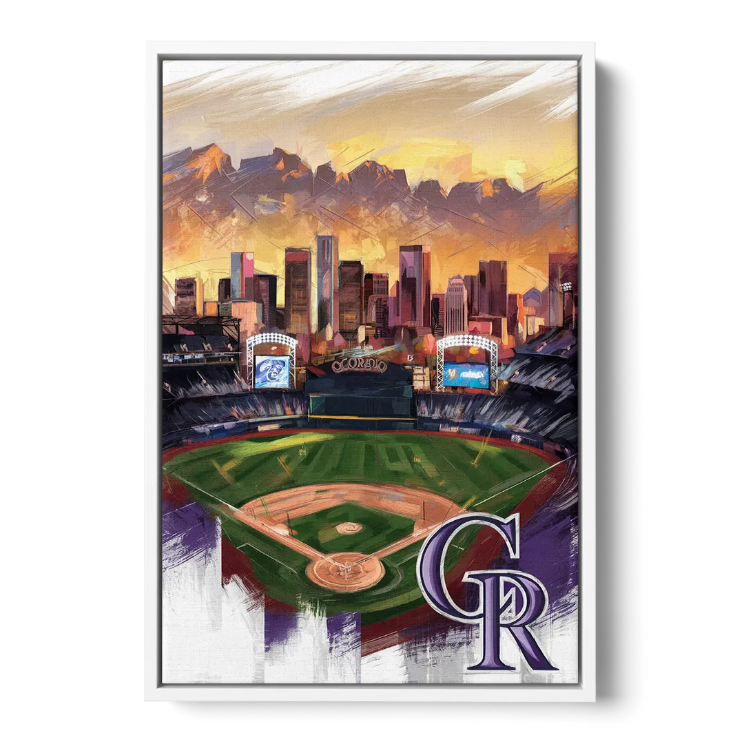 Denver Colorado Rockies Front - White Canvas Wall Art