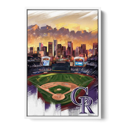 Denver Colorado Rockies Front - White Canvas Wall Art