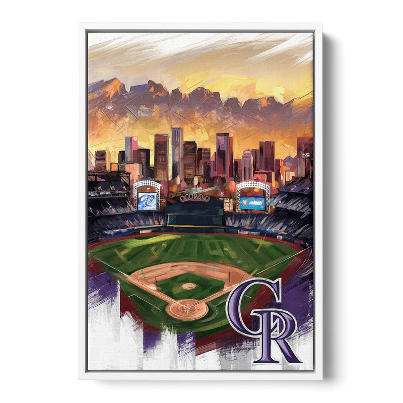 Denver Colorado Rockies Front - White Canvas Wall Art