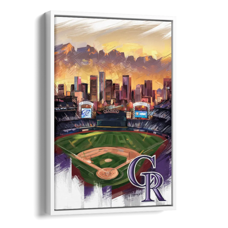 Denver Colorado Rockies Side - White Canvas Wall Art