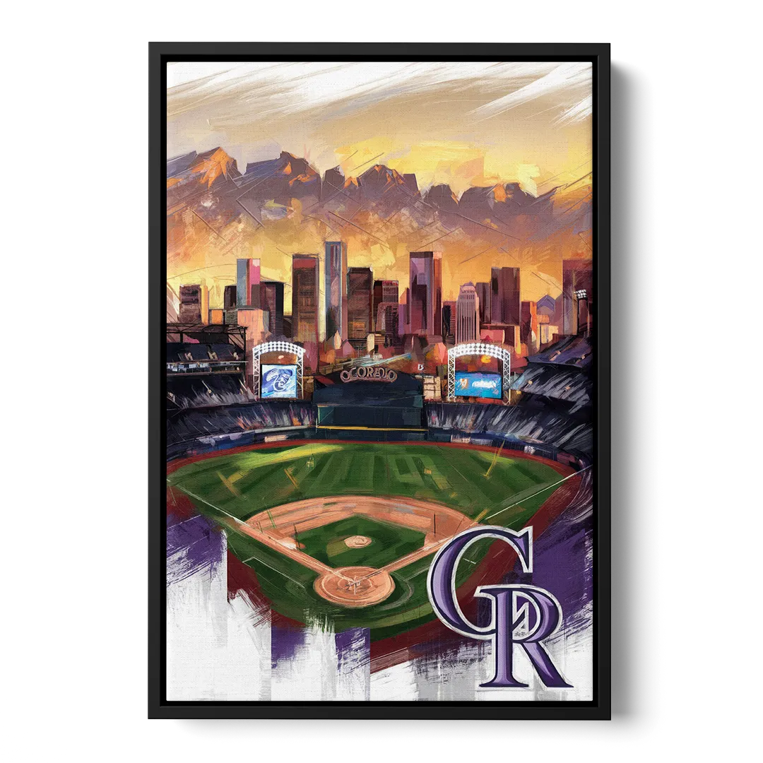 Denver Colorado Rockies Front - Black Canvas Wall Art