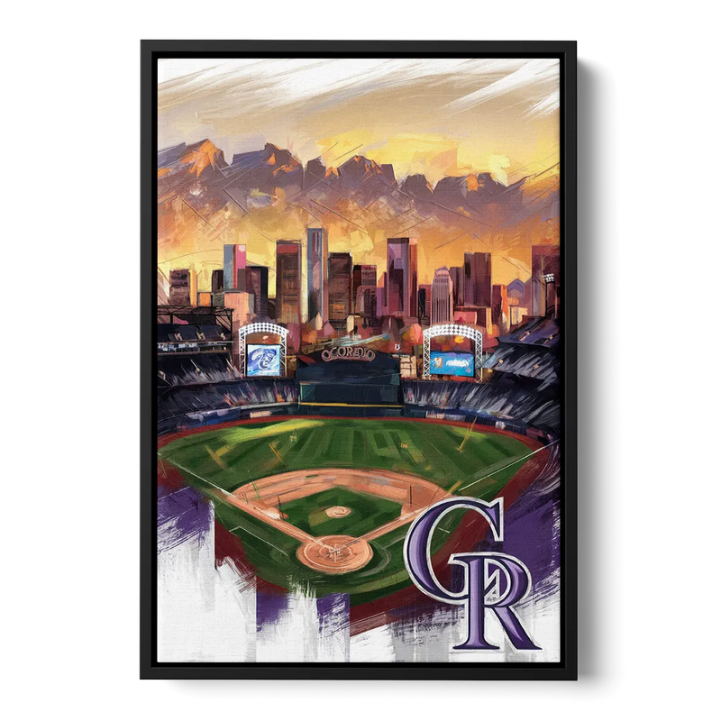 Denver Colorado Rockies Front - Black Canvas Wall Art
