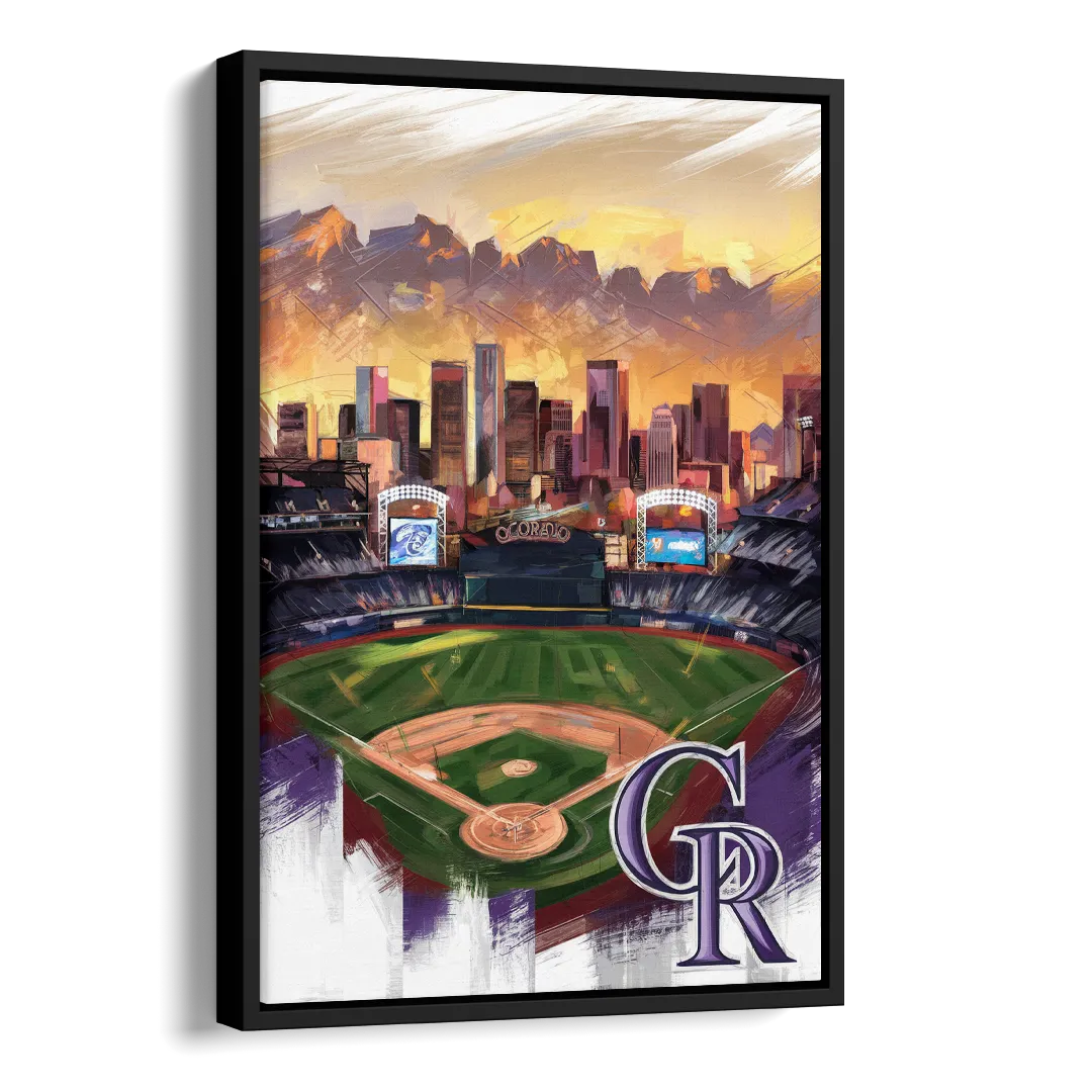 Denver Colorado Rockies Side - Black Canvas Wall Art