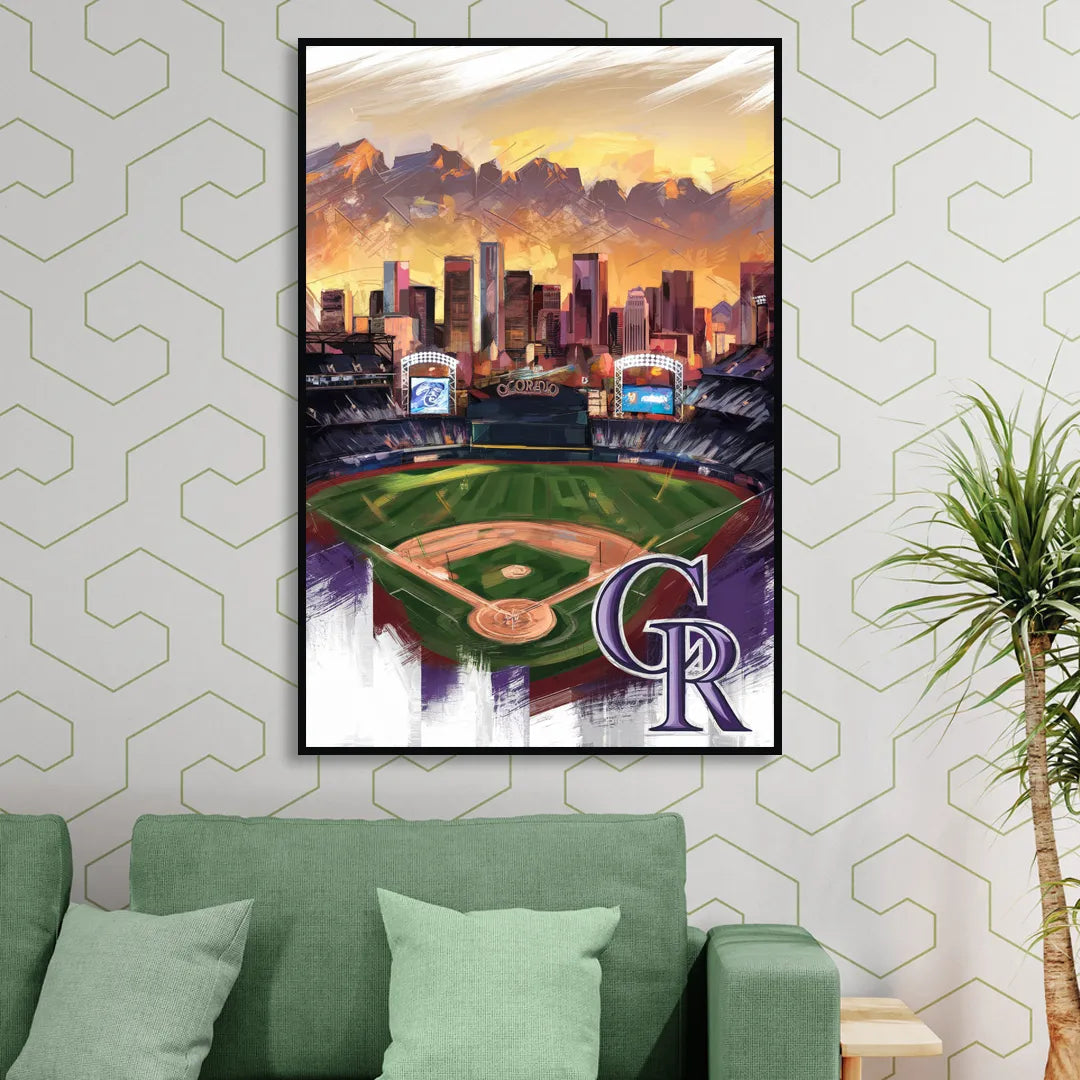 Denver Colorado Rockies Sitting Room - Black Canvas Wall Art