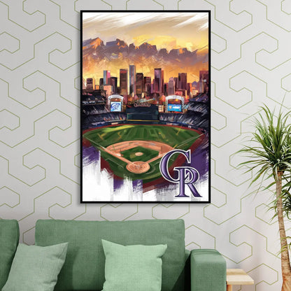 Denver Colorado Rockies Sitting Room - Black Canvas Wall Art