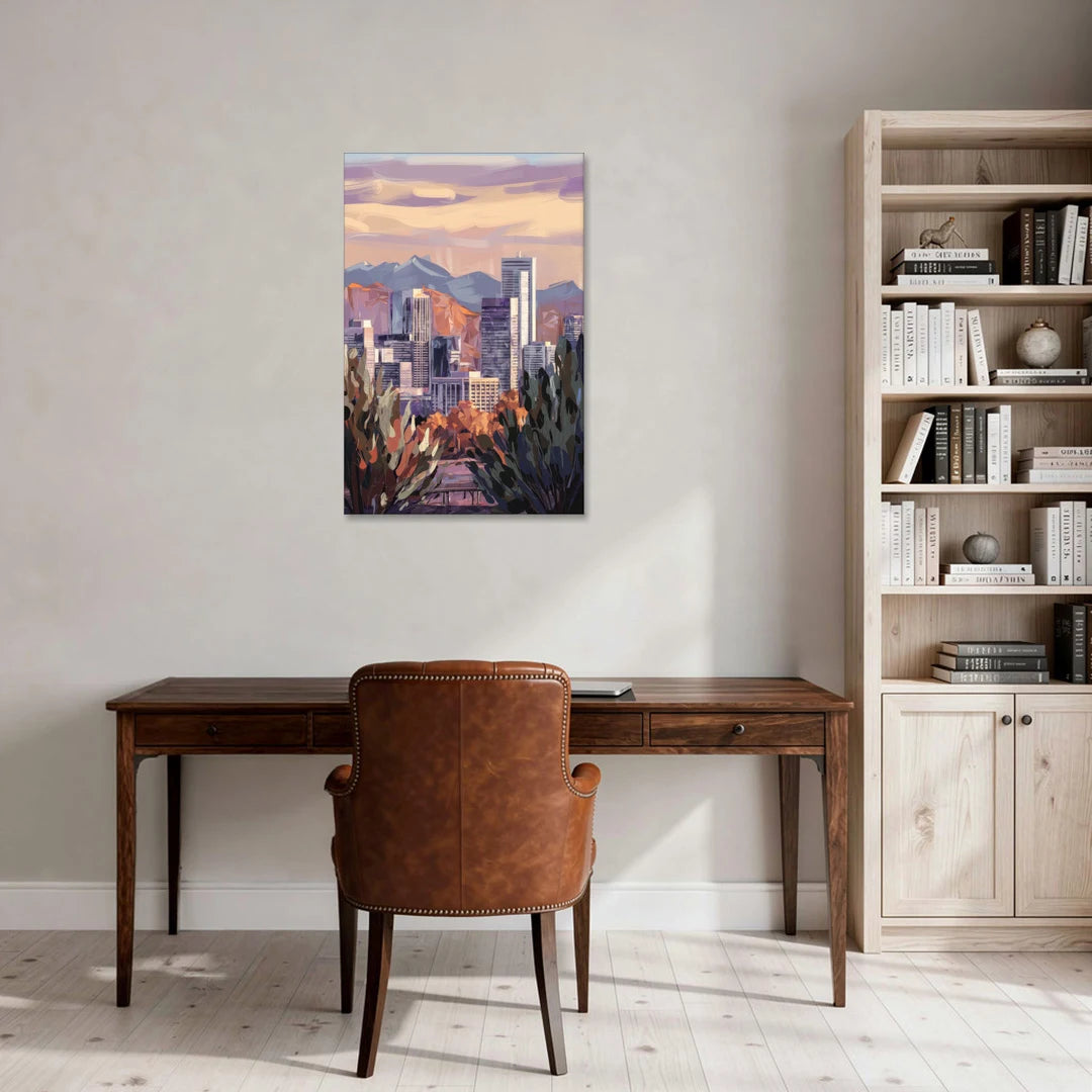 Denver Downtown Panorama - Canvas Wall Art - Office - 24x36