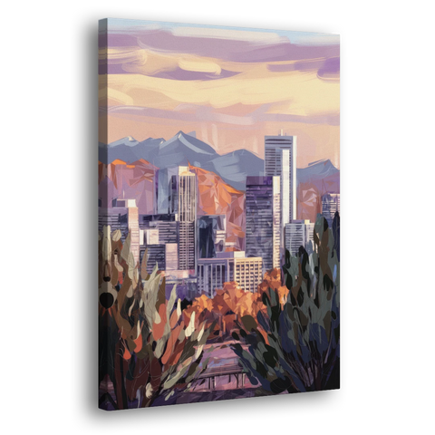 Denver Downtown Panorama - Canvas Wall Art - Side