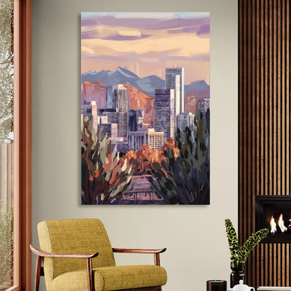 Denver Downtown Panorama Sitting Room - Canvas Wall Art