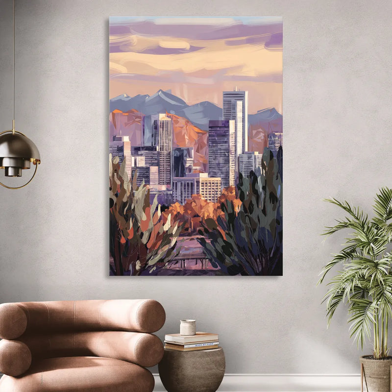 Denver Downtown Panorama Living Room - Canvas Wall Art