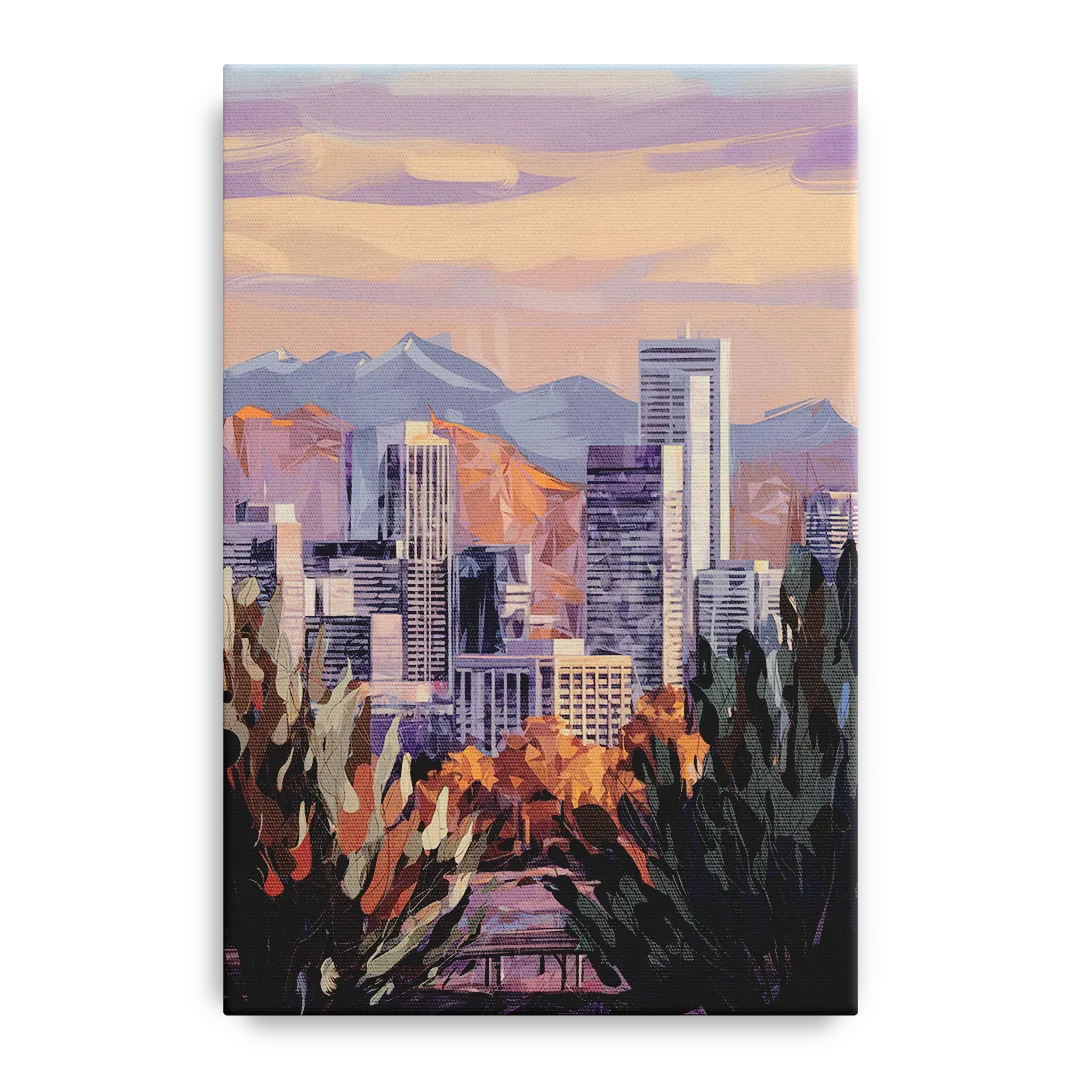 Denver Downtown Panorama Front - Canvas Wall Art