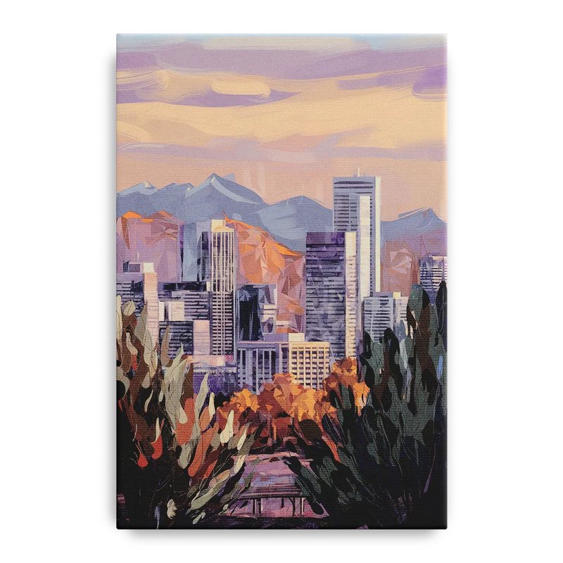 Denver Downtown Panorama Front - Canvas Wall Art