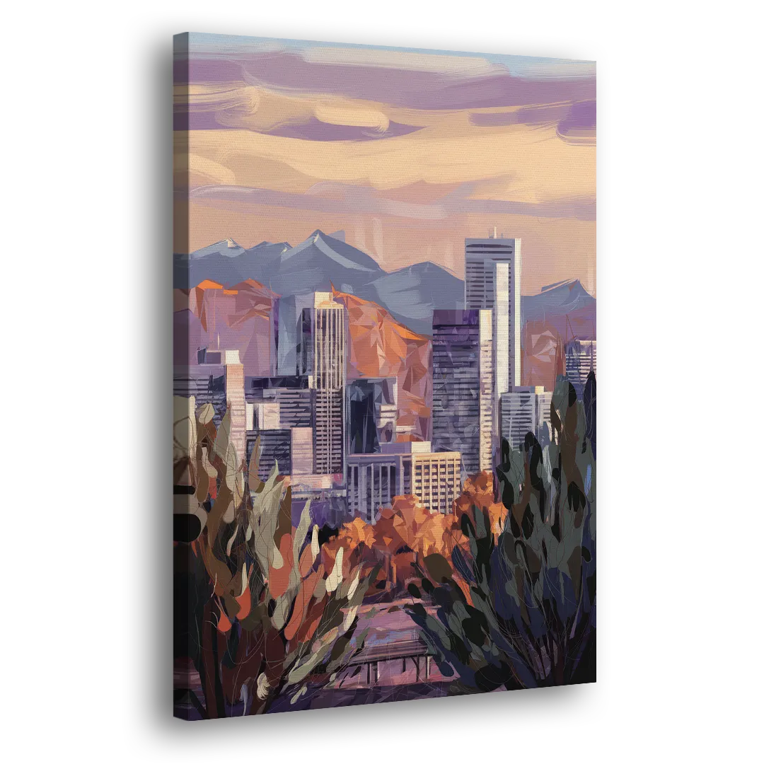 Denver Downtown Panorama Side - Canvas Wall Art