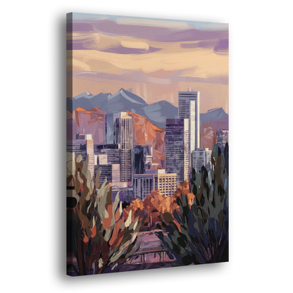 Denver Downtown Panorama Side - Canvas Wall Art