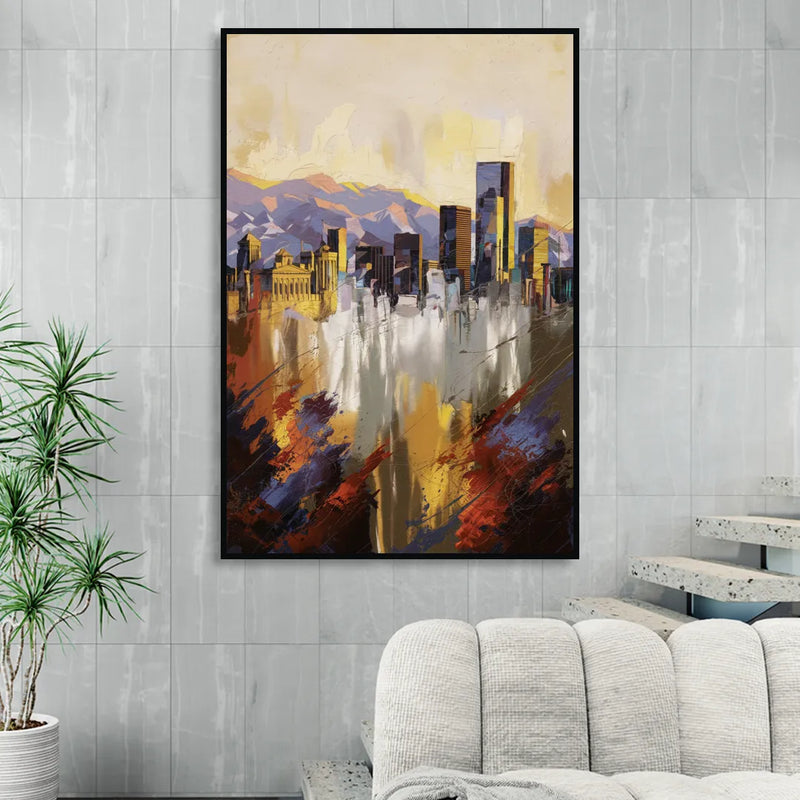 Denver Historic Architecture Living Room - Black Canvas Wall Art