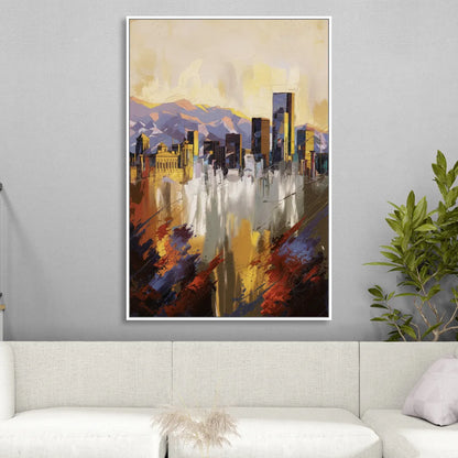 Denver Historic Architecture Living Room - White Canvas Wall Art