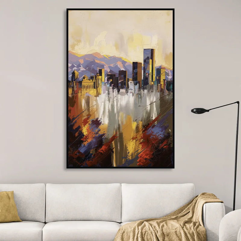 Denver Historic Architecture Sitting Room - Black Canvas Wall Art