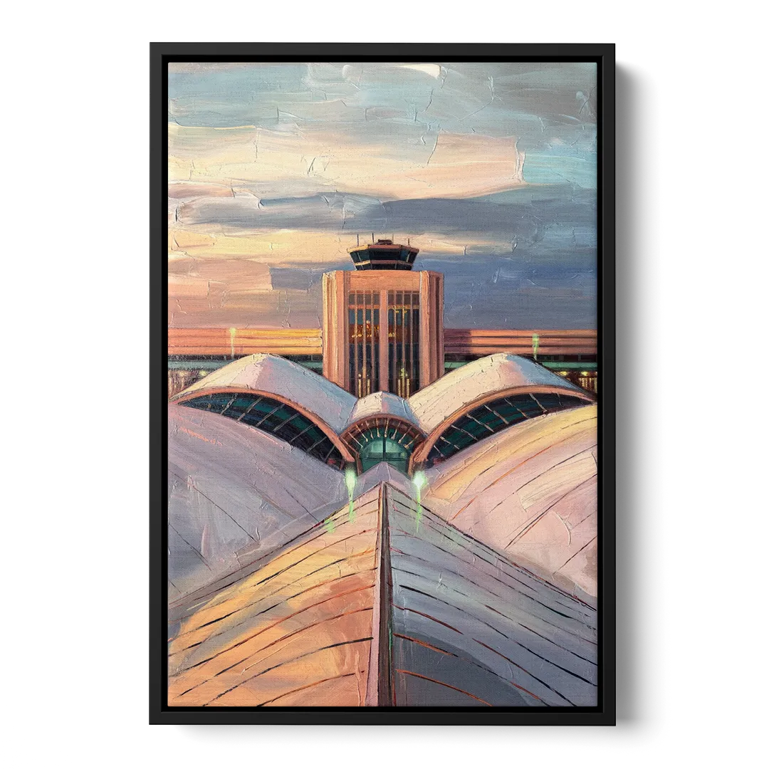 Denver International Terminal Front - Black Canvas Wall Art